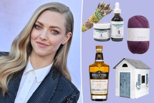 A photo split of Amanda Seyfried and her favorite gifts