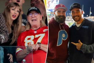 Taylor Swift and Donna Kelce, split with Jason Kelce and Travis Kelce